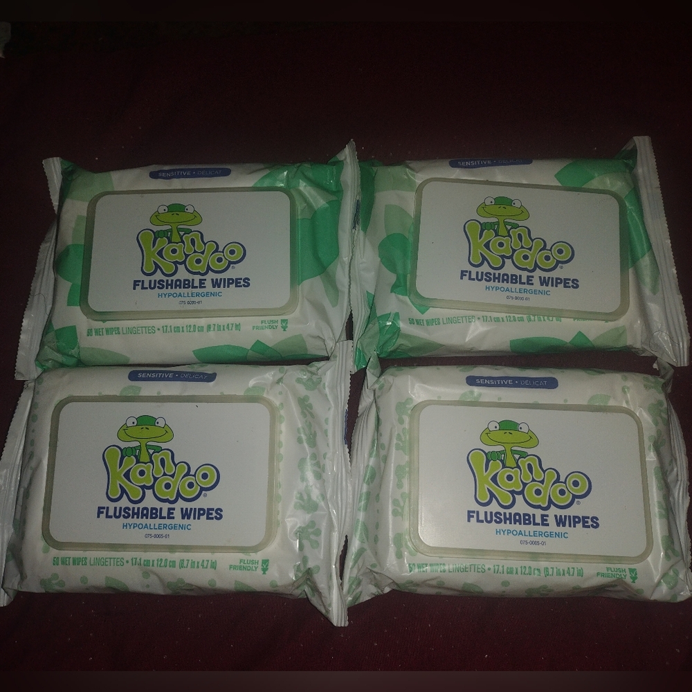"Kandoo" 4 Pack Hypoallergenic Flushable Wipes